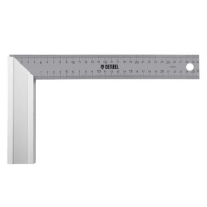 Denzel Угольник стальной 300 мм, нержавеющая сталь, градуировка, алюминиевое основание 32397