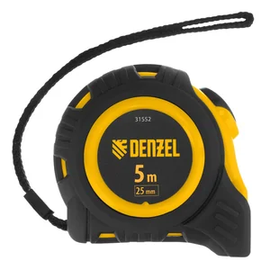 Denzel Рулетка 5м х 25мм, обрезиненный корпус, автоматическая фиксация 31552