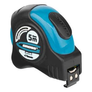 Gross Рулетка "Schlagfest",5 м x 19 мм,магнитный обрезиненный зацеп,двусторонняя шкала,Нейлоновое покрытие,автоматическая фиксация 31112