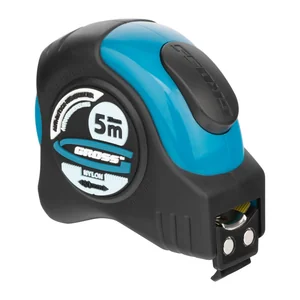 Gross Рулетка "Schlagfest",5 м x 25 мм,магнитный обрезиненный зацеп,двусторонняя шкала,Нейлоновое покрытие,автоматическая фиксация 31113