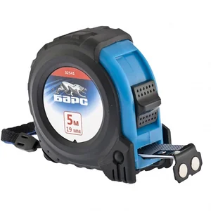 Барс Рулетка Вектор 5 м х 19 мм,утолщенное полотно,магнитный зацеп,обрезиненный корпус 32541