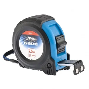 Барс Рулетка Вектор 7,5 м х 25 мм,утолщенное полотно,магнитный зацеп,обрезиненный корпус 32543