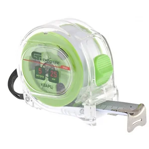 Сибртех Рулетка Кварц,прозрачный корпус,амортизатор,5 м х 25 мм 32522