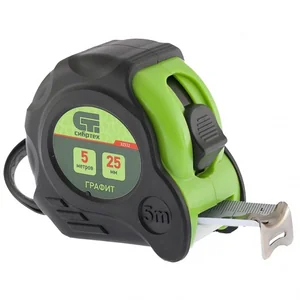 Сибртех Рулетка Графит,обрезиненный корпус,амортизатор,5 м х 25 мм 32532