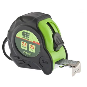 Сибртех Рулетка Графит,обрезиненный корпус,амортизатор,7,5 м х 25 мм 32533