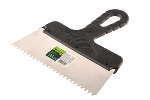 Сибртех Шпатель из нержавеющей стали, 200 мм, зуб 4 х 4 мм, пластмассовая ручка 85456