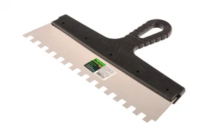 Сибртех Шпатель из нержавеющей стали, 300 мм, зуб 10 х 10 мм, пластмассовая ручка 85501