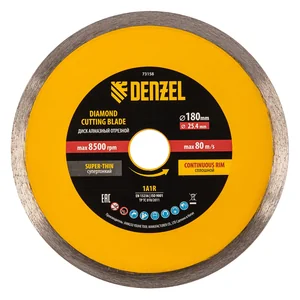 Denzel Диск алмазный сплошной, супертонкий, 180 х 25,4 мм, горячее прессование, мокрое резание// 73158