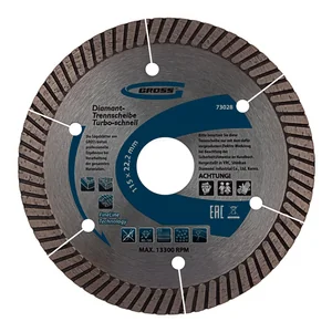 Gross Диск алмазный, 115 х 22.2 мм, турбо с лазерной перфорацией, сухая резка 73028