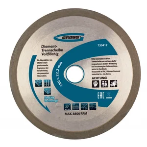 Gross Диск алмазный, 180 х 22.2 мм, сплошной, мокрая резка 730417