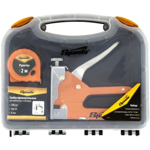 Sparta Набор: степлер мебельный регулируемый, скобы 500 шт, рулетка 2 м, тип скобы 53, 4-14 мм 42003