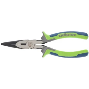 Сибртех Длинногубцы прямые 180 мм, фосфатирование, трехкомпонентные рукоятки 17156