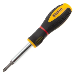 Denzel Отвертка комбинированная, SL3/16"-PH1, SL1/4"-PH2, 3-х компонентная рукоятка// 7713381