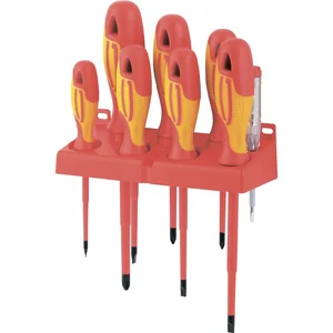 Gross Набор отверток диэлектрических до 1000 В, 8 шт, тестер, CrMo, двухкомпонентные рукоятки 12950