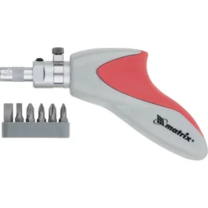 Matrix Отвертка реверсивная, пистолетного типа, силовой элемент под ключ, набор бит, CrV, 6 шт 11550