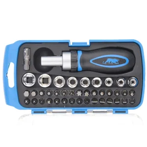 Барс Отвертка реверсивная с набором бит и торцевыми головками, 41 шт 13358