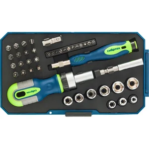 Сибртех Отвертки реверсивные с набором бит и торцевыми головками, 41 шт, CrV 13338