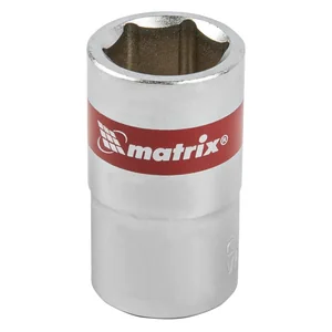 Matrix Головка торцевая, 15 мм, шестигранная, CrV, под квадрат 1/2, хромированная 13115