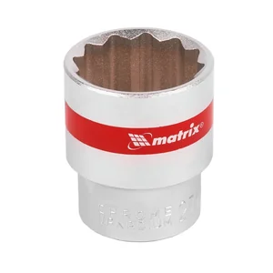 Matrix Головка торцевая, 27 мм, двенадцатигранная, CrV, под квадрат 1/2, хромированная 13695
