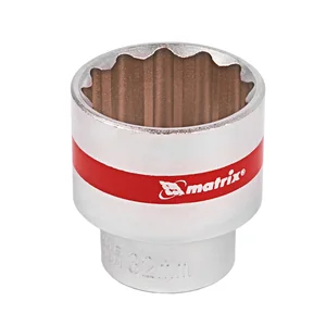 Matrix Головка торцевая, 32 мм, двенадцатигранная, CrV, под квадрат 1/2, хромированная 13698