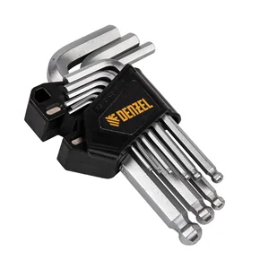 Denzel Набор ключей имбусовых, HEX, 1,5-10 мм, CrV, 9 шт., с шаром 12362