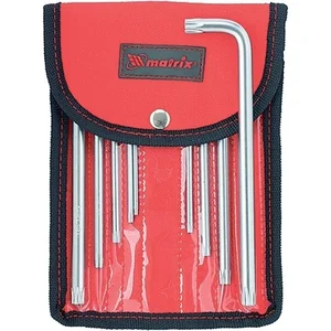 Matrix Набор ключей имбусовых Torx -Torx Tamper: 9 шт, T10-T50, CrV, удлиненных, с сатинированным покрытием, чехол 12313