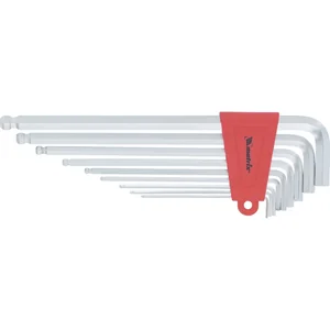 Matrix Набор ключей имбусовых HEX, 1.5-10 мм, CrV, 9 шт, экстра-длинные, c шаром, сатин 16410