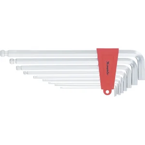 Matrix Набор ключей имбусовых HEX, 2-12 мм, CrV, 9 шт, экстра-длинные, c шаром, сатин 16411