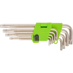 Сибртех Набор ключей имбусовых Tamper-Torx , 9 шт: ТТ10-ТТ50.45x, закаленные, удлиненные, никель 12322