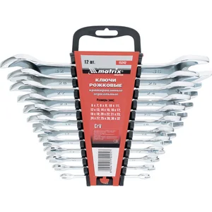 Matrix Набор ключей рожковых 12 шт, (6-32мм), CrV, Elliptical, зеркальное хромирование 15242
