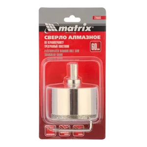 Matrix Сверло алмазное по керамограниту, 60 х 67 мм, трехгранный хвостовик 726603