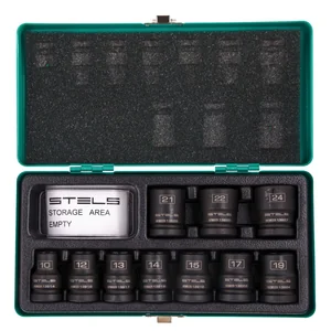 Stels Набор шестигранных ударных торцевых головок, 1/2, 10-24 мм, 10 шт, 13997