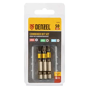 Denzel Набор бит комбинированный 3 шт., PH2, PZ2, SL5, 50 мм, сталь S2 11678