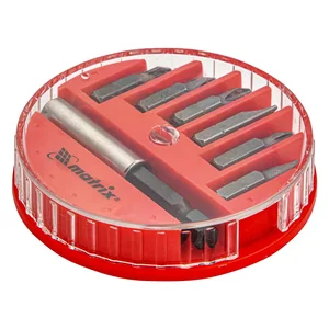 Matrix Набор бит, магнитный адаптер для бит, сталь 45Х, 7 предметов, пластиковый кейс 11392