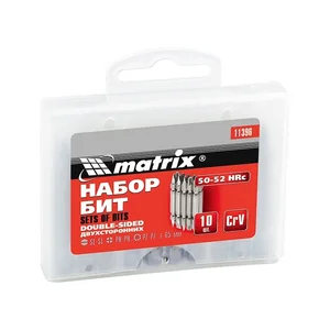 Matrix Набор бит двухсторонних 65 мм, SL-SL, PH-PH, PZ-PZ, 45Х, 10 шт. 11396