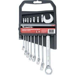 Matrix Набор ключей комбинированных, 8-19 мм, 8 шт, CrV, полированный хром 15418