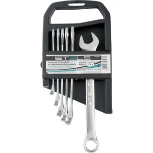 Stels Набор ключей комбинированных, 8-17 мм, 6 шт, CrV, матовый хром 15427