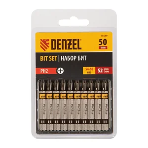Denzel Бита PH2х50, сталь S2, шестигранный профиль, 10 шт. Е 6,3 11649