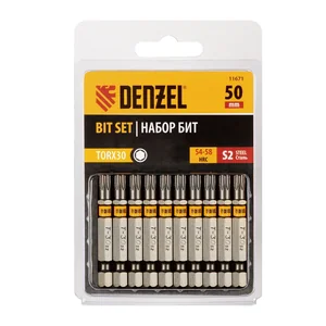 Denzel Бита TX 30х50, сталь S2, шестигранный профиль, 10 шт. Е 6,3 11671