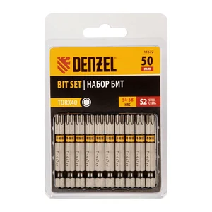 Denzel Бита TX 40х50, сталь S2, шестигранный профиль, 10 шт. Е 6,3 11672