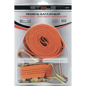 Stels Ремень багажный с крюками, 10 x 0.038м, храповой механизм 54378