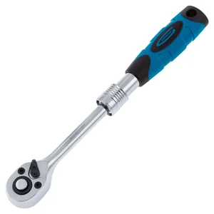 Gross Ключ телескопический трещоточный 1/4, 150-200 мм, CrV, хромированная, двухкомпонентная рукоятка 14074