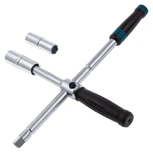 Gross Ключ-крест баллонный, складной с изменяющимся рычагом, 17 мм, 19 мм, 21 мм, 23 мм, CrV, хромированный 14270