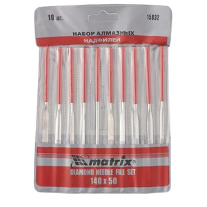 Matrix Набор надфилей алмазных, 140 х 50 х 3 мм, 10 шт 15832
