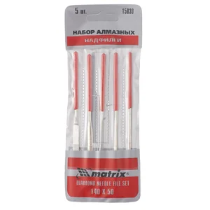 Matrix Набор надфилей алмазных, 140 х 50 х 3 мм, 5 шт 15830