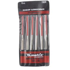 Matrix Набор надфилей алмазных, 140 х 70 х 3 мм, 6 шт 15834
