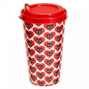 DELTA Стакан 550 мл с крышкой с декором (красный) 221172106/03