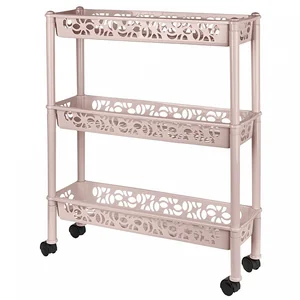 Delta Этажерка Keeplex Light на колесиках трехсекционная прямоугольная длинная 58х18х13,5 см KL283012005 бежевый топаз