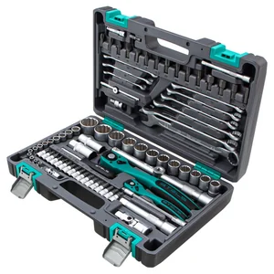 Stels Набор инструментов 1/2, 1/4, CrV, 12 гранные головки, пластиковый кейс, 82 предмета 14117