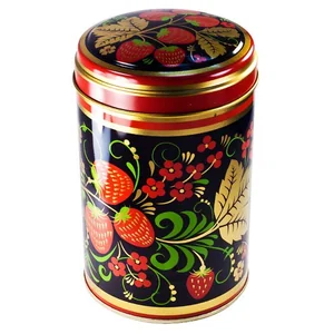 DELTA Банка жестяная 1,1 л. Хохлома Клубника Ц099h145v110 00362
